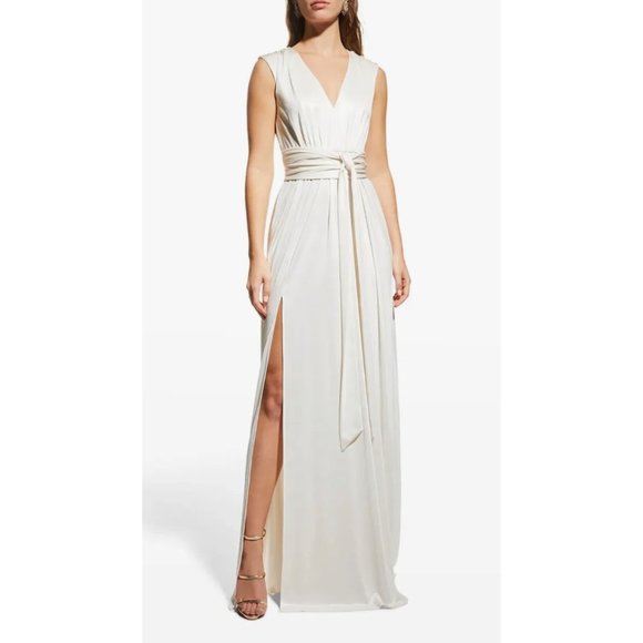 Dress the Population Krista Fit & Flare Dress White Size M